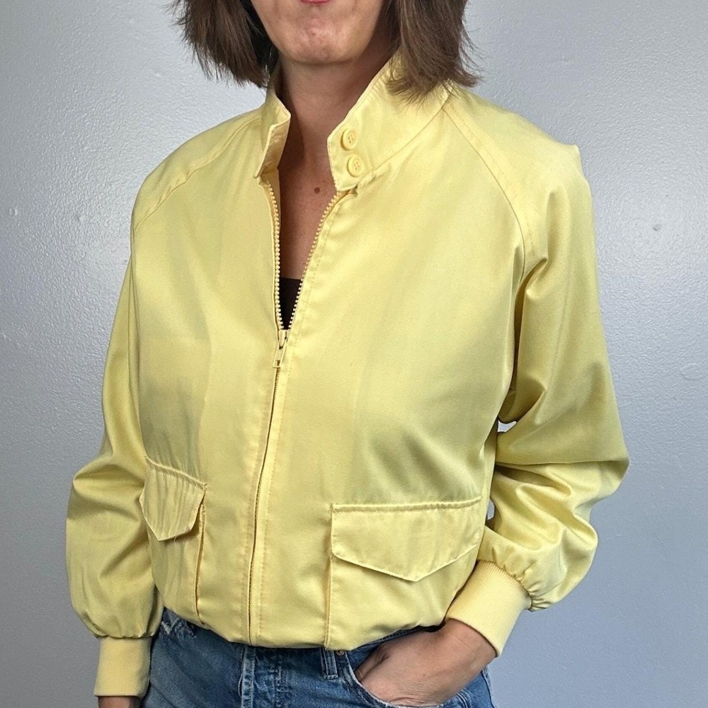 Vintage Tabi Intl Yellow Bomber Jacket Unisex Full Zip Lightweight 80s Prep M